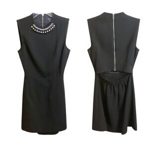 French Connection Women's Dress SZ 2 Black Mini w/ Attach Necklace Formal